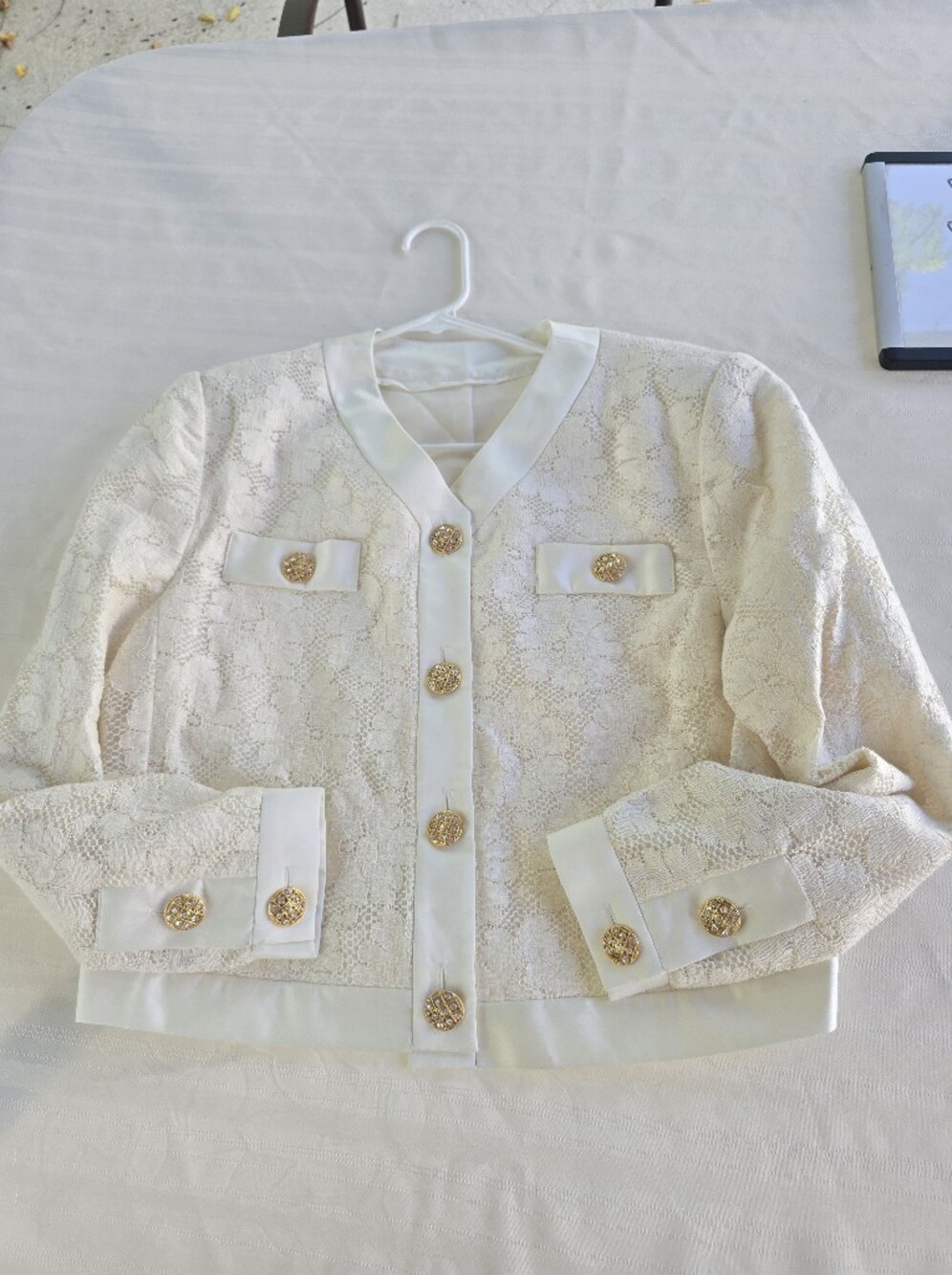 Doncaster Cream Lace Blazer with Gold Buttons 14